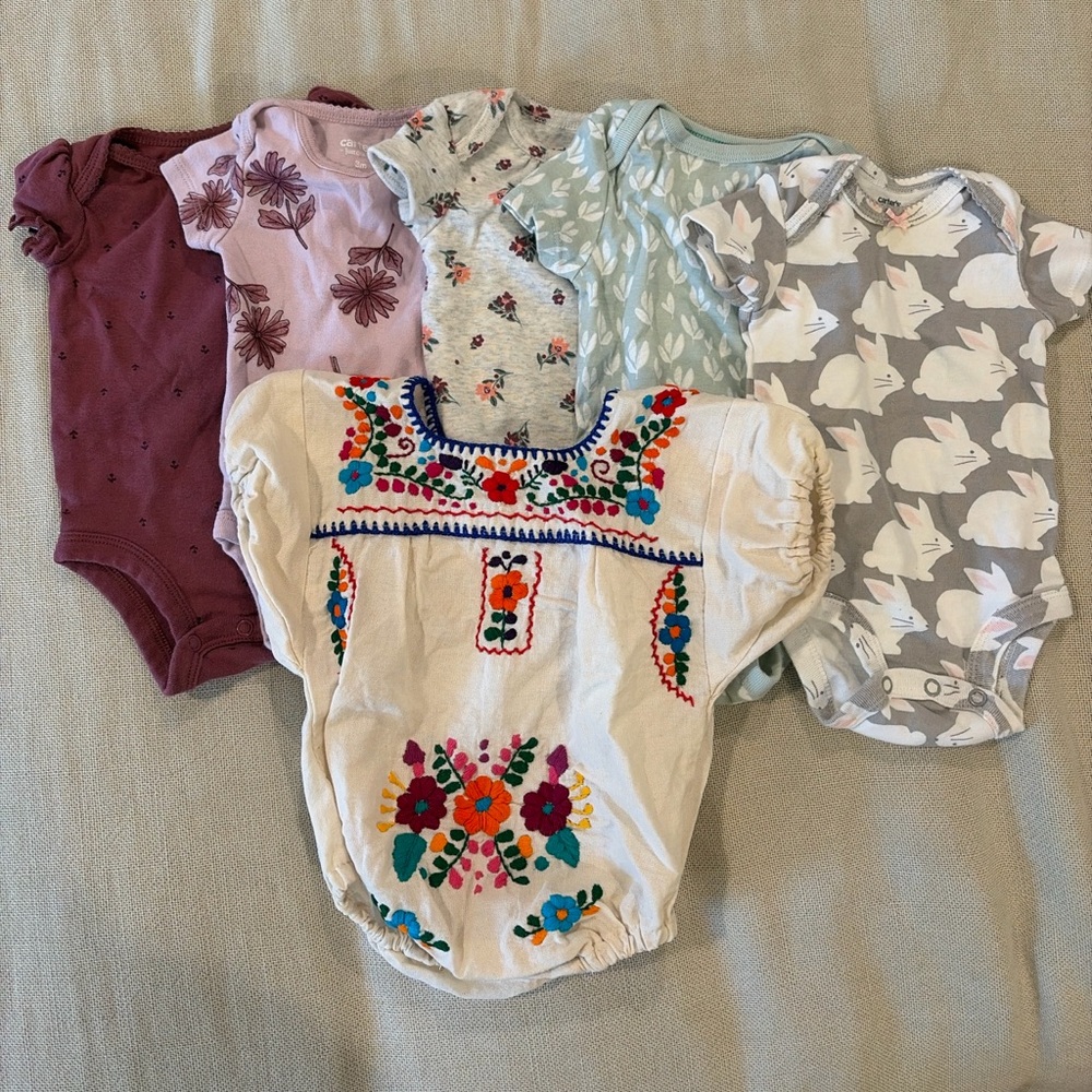 Bundle of Baby Girl Short Sleeve Bodysuits